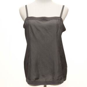 New Eileen Fisher Gray Silk Lace Trim Cami Camisole Tank Size Medium